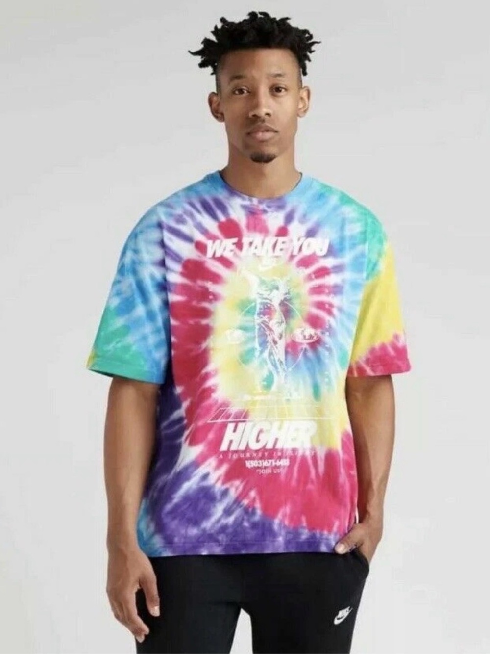 Nike Graphic Tee Multicolored Tie Dye T Shirt  We Take You Higher Size XXL 2XL